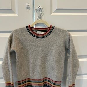 100% Cashmere Gray Striped Madewell Sweater